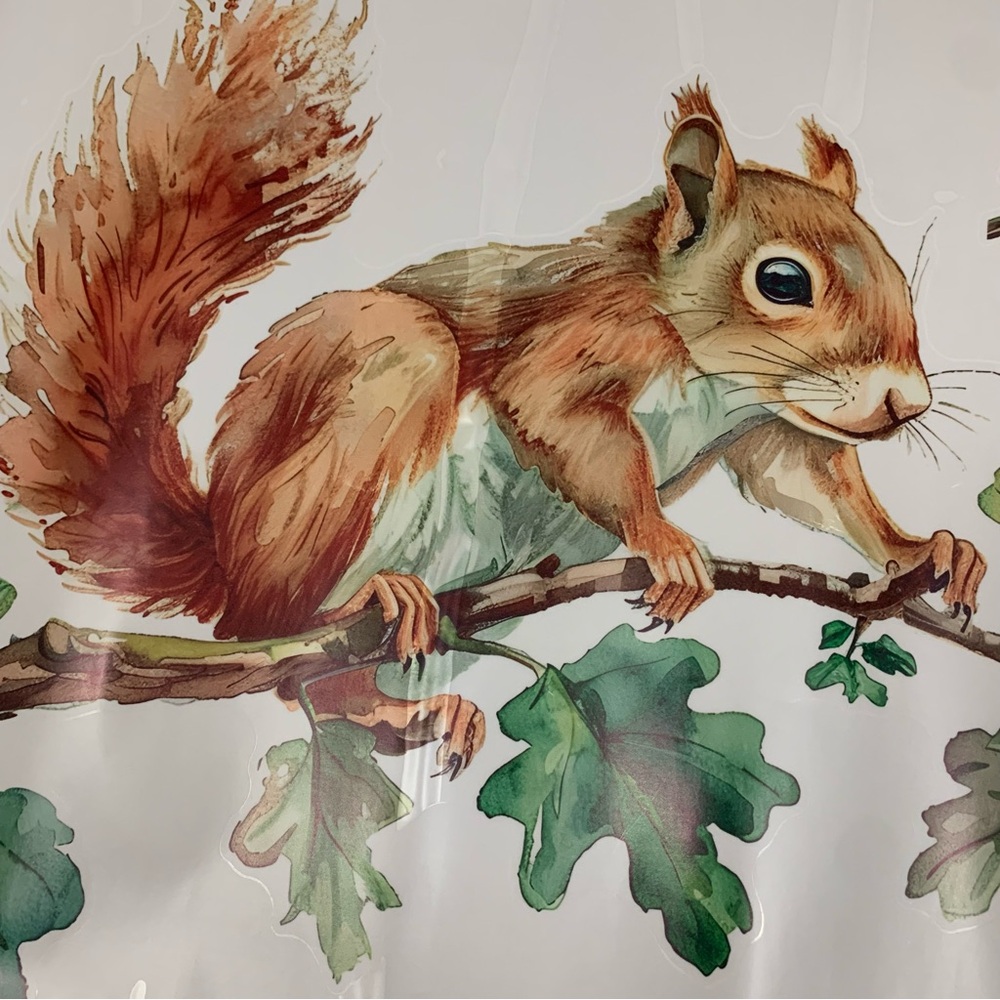 NEW Large Squirrel Leafy Wall Sticker Decal - Picture 3 of 5